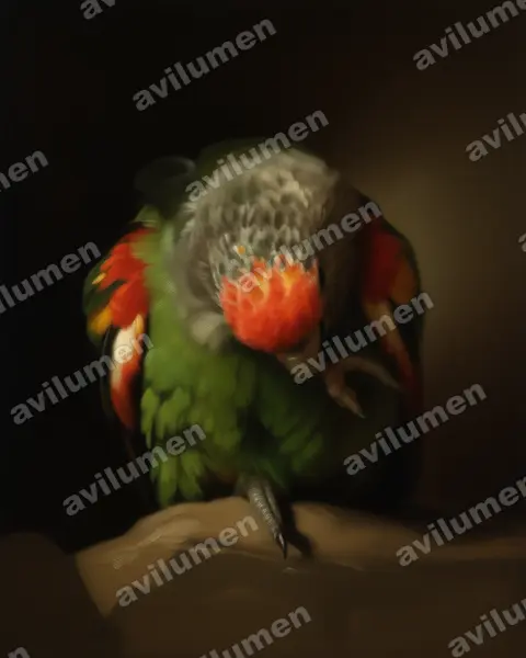 Illustration im Stil Öl: Graukopfpapagei (Poicephalus fuscicollis)