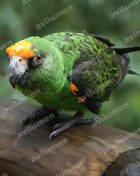 Red-fronted Parrot（Poicephalus gulielmi）的写实插画
