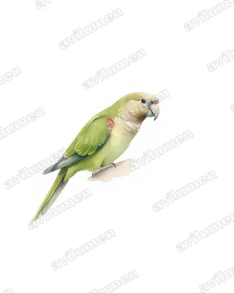 Illustration im Stil Aquarell: Kappapagei (Poicephalus robustus)
