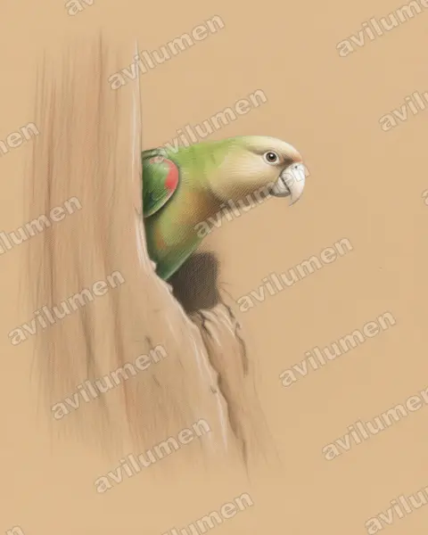 Illustration im Stil Buntstift: Kappapagei (Poicephalus robustus)