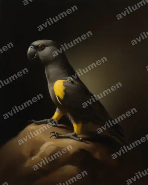 Illustration Huile : Poicephalus rueppellii (Perroquet de Rüppell)