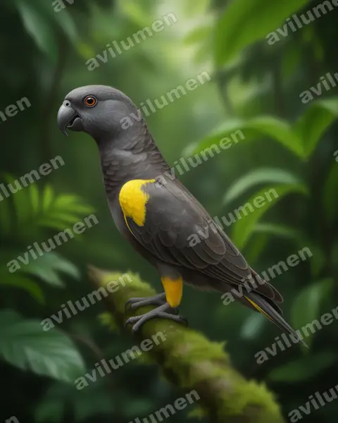 Illustration Réaliste : Poicephalus rueppellii (Perroquet de Rüppell)