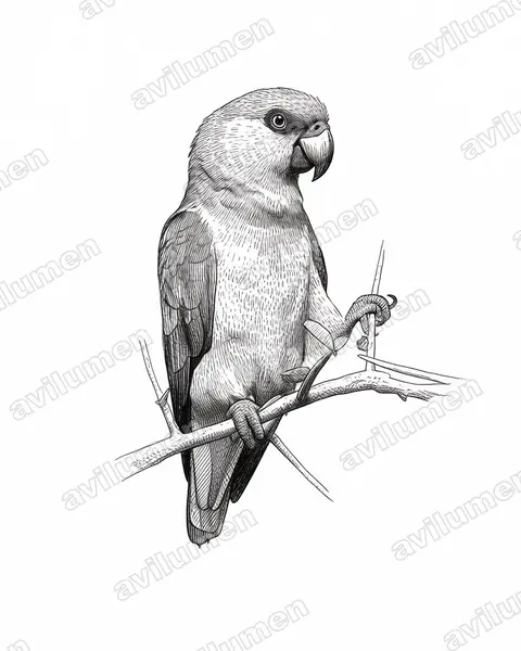 Ink illustration: Poicephalus rufiventris (Red-bellied Parrot)