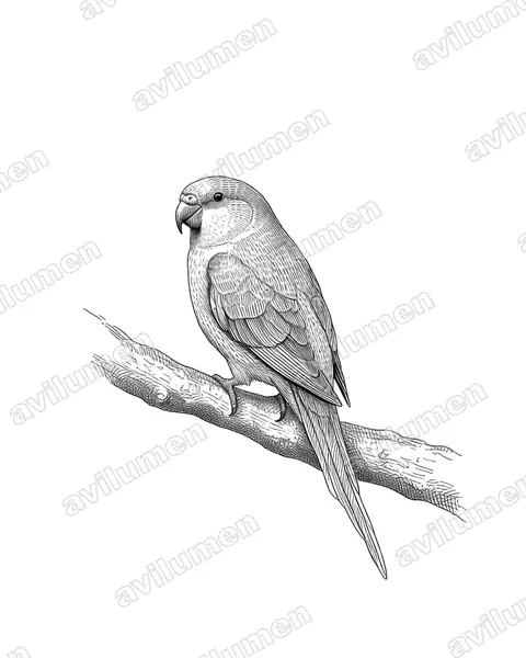 Illustration Encre : Polytelis alexandrae (Perruche d'Alexandra)