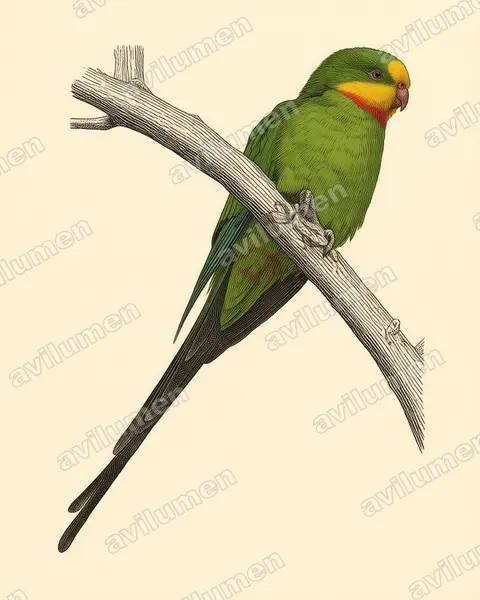 Illustration Planche ancienne : Polytelis swainsonii (Perruche de Barraband)