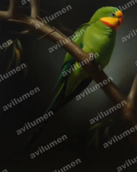 Illustration Huile : Polytelis swainsonii (Perruche de Barraband)