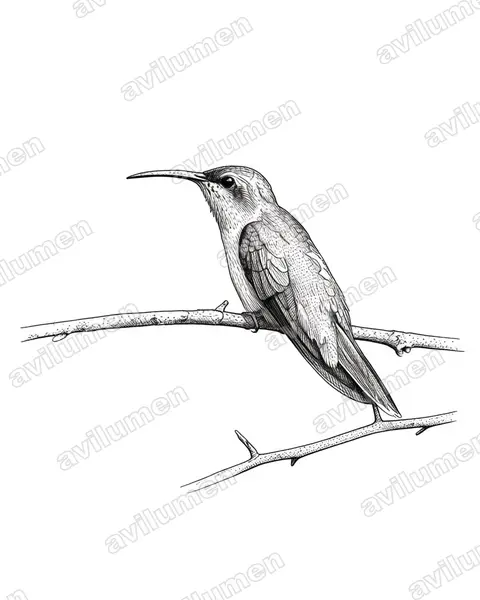 Ilustración en Tinta: Polytmus milleri (Colibrí de tepui​)