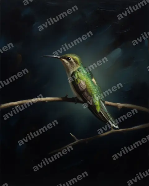Ilustración en Óleo: Polytmus milleri (Colibrí de tepui​)