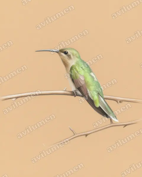 Ilustración en Lápiz de color: Polytmus milleri (Colibrí de tepui​)