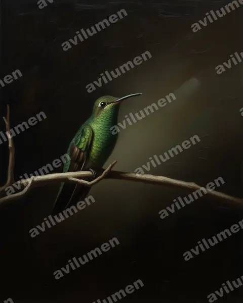 Illustration Huile : Polytmus theresiae (Colibri tout-vert)