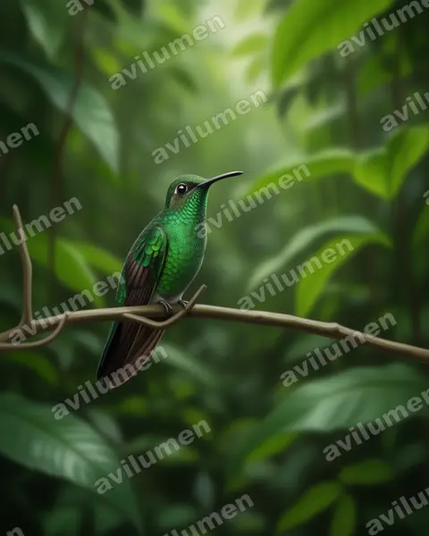 Illustration Réaliste : Polytmus theresiae (Colibri tout-vert)
