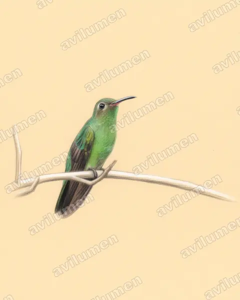 Illustration Crayon de couleur : Polytmus theresiae (Colibri tout-vert)