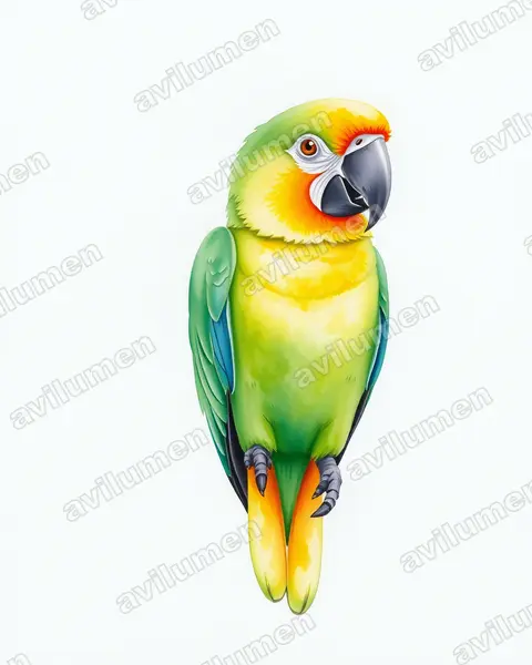 Illustration Aquarelle : Primolius auricollis (Ara à collier jaune)