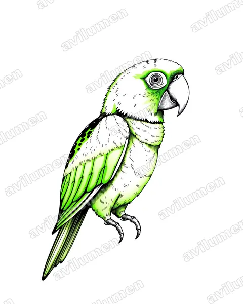 Illustration Encre : Primolius auricollis (Ara à collier jaune)