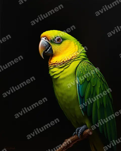 Illustration Huile : Primolius auricollis (Ara à collier jaune)