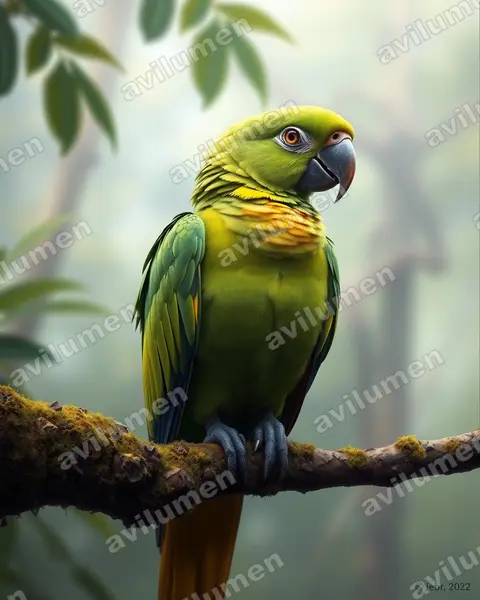 Illustration Réaliste : Primolius auricollis (Ara à collier jaune)