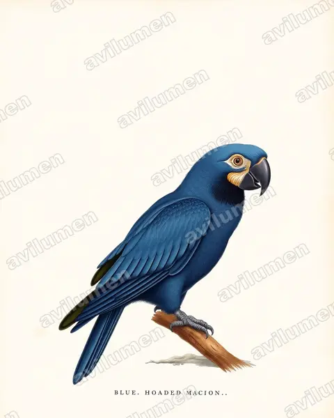 蓝头金刚鹦鹉（Primolius couloni）的古典图版插画