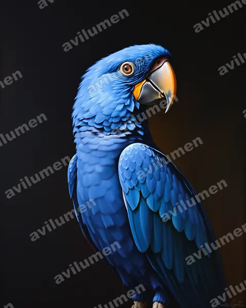 蓝头金刚鹦鹉（Primolius couloni）的油画插画