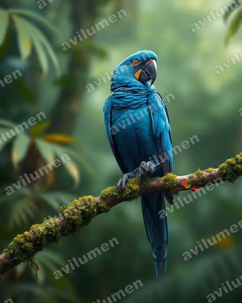 蓝头金刚鹦鹉（Primolius couloni）的写实插画