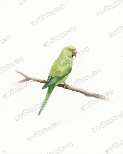 Ilustración en Acuarela: Prioniturus discurus (Lorito-momoto coroniazul)
