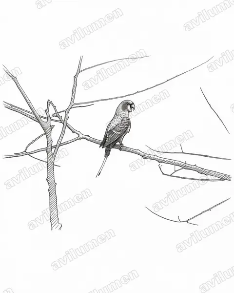 Ilustración en Tinta: Prioniturus discurus (Lorito-momoto coroniazul)
