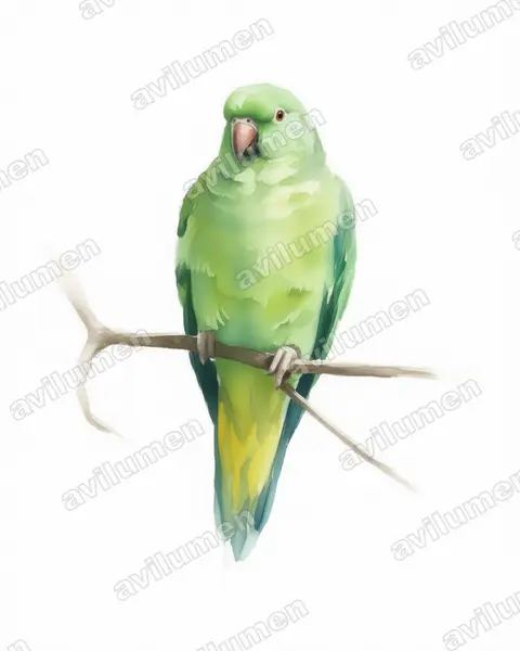 Ilustración en Acuarela: Prioniturus mada (Lorito-momoto de Buru)