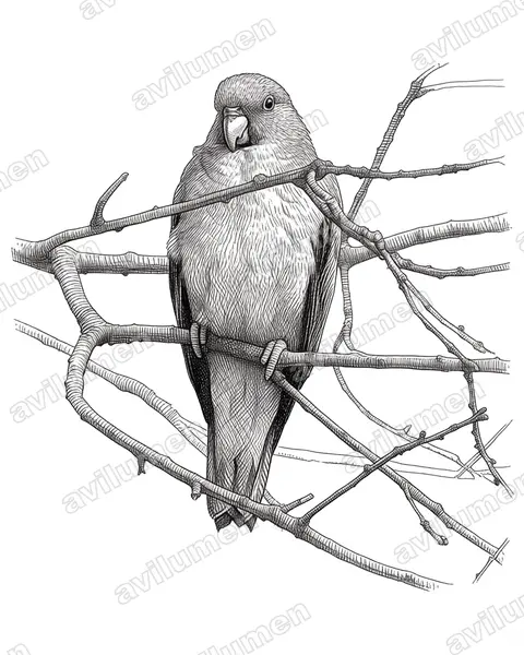 Ilustración en Tinta: Prioniturus mada (Lorito-momoto de Buru)