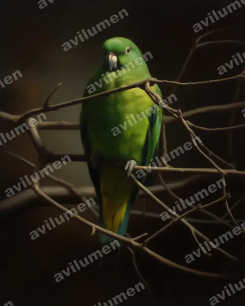 Ilustración en Óleo: Prioniturus mada (Lorito-momoto de Buru)
