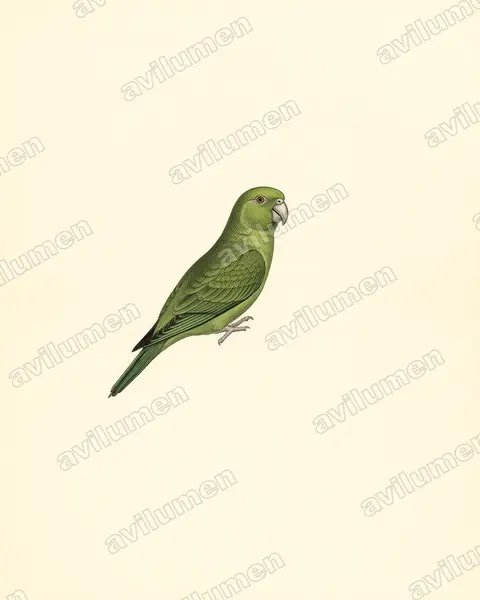 Vintage plate illustration: Prioniturus mindorensis (Mindoro racket-tail)