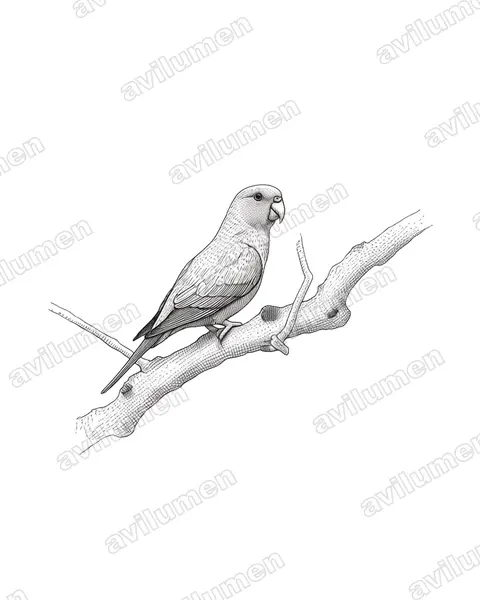 Ink illustration: Prioniturus mindorensis (Mindoro racket-tail)