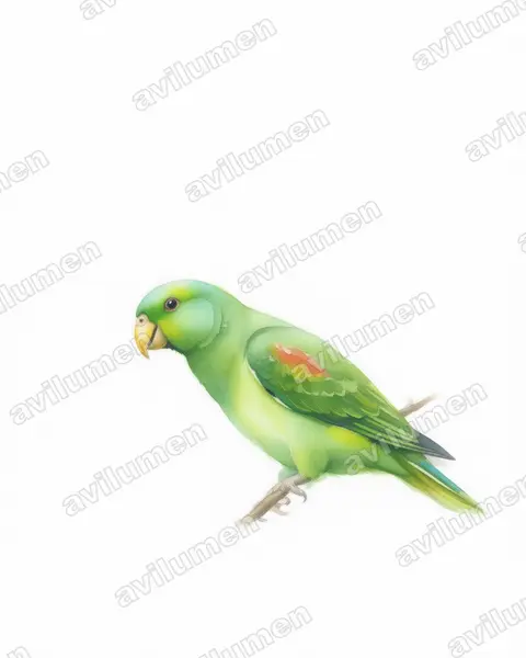 Ilustración en Acuarela: Prioniturus platenae (Lorito-momoto de Palawan)