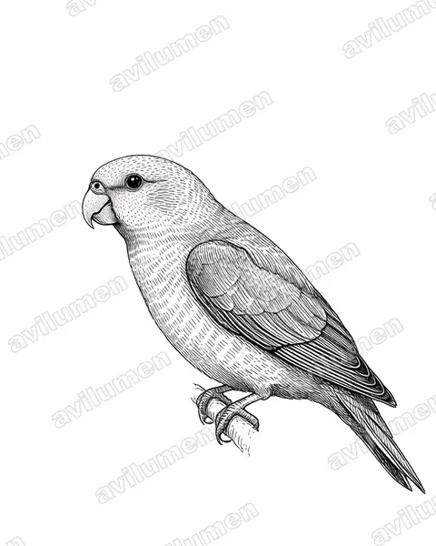 Ilustración en Tinta: Prioniturus platenae (Lorito-momoto de Palawan)