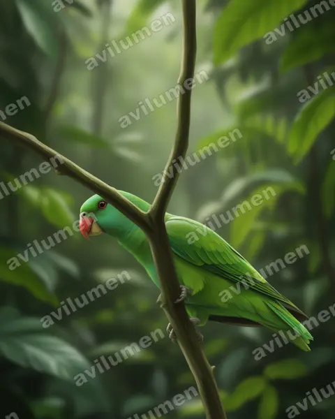 Ilustración en Realista: Prioniturus platenae (Lorito-momoto de Palawan)