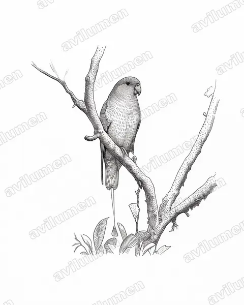 Ilustración en Tinta: Prioniturus waterstradti (Lorito-momoto de Mindanao)