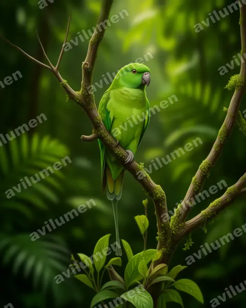 Ilustración en Realista: Prioniturus waterstradti (Lorito-momoto de Mindanao)