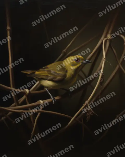 Oil illustration: Prionochilus maculatus (Yellow-breasted Flowerpecker)