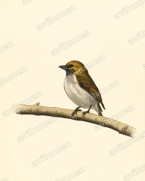 Illustration Planche ancienne : Prionochilus olivaceus (Dicée olive)