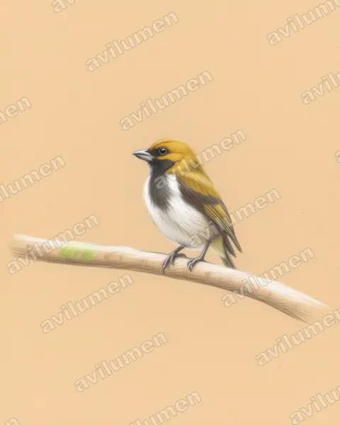 Illustration Crayon de couleur : Prionochilus olivaceus (Dicée olive)