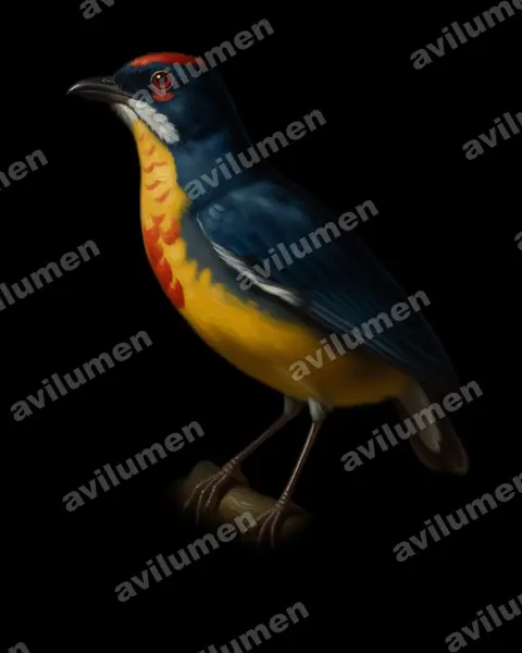 Oil illustration: Prionochilus percussus (Crimson-breasted Flowerpecker)