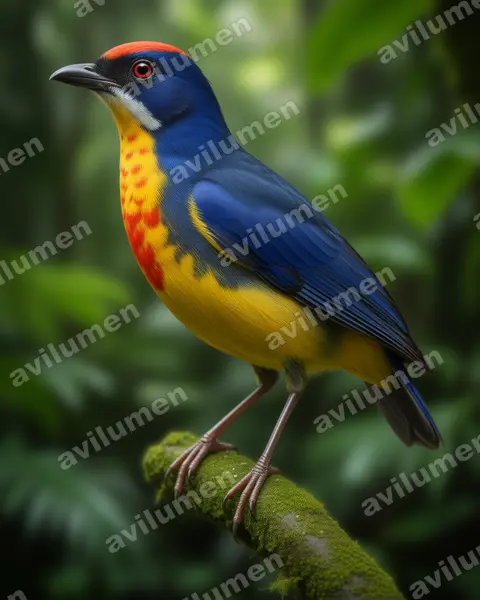 Realistic illustration: Prionochilus percussus (Crimson-breasted Flowerpecker)