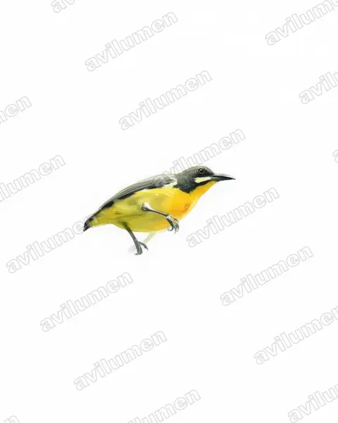 Ilustración en Acuarela: Prionochilus plateni (Picaflores de Palawan)