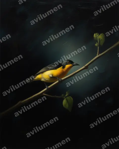 Ilustración en Óleo: Prionochilus plateni (Picaflores de Palawan)
