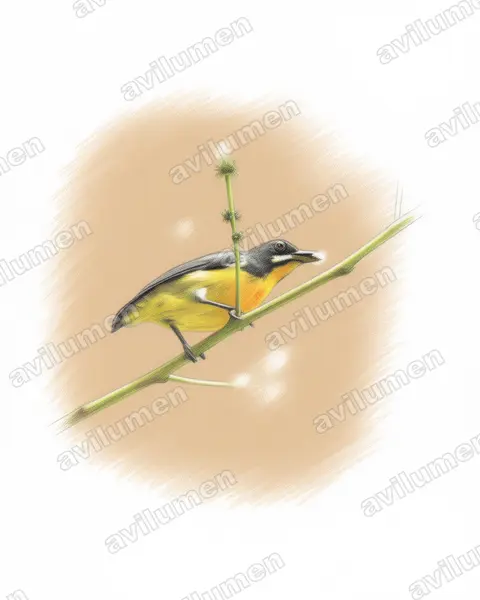 Ilustración en Lápiz de color: Prionochilus plateni (Picaflores de Palawan)