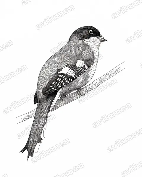 Ilustración en Tinta: Priotelus temnurus (Trogón tocororo)