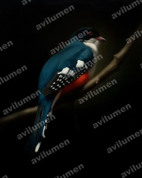 Ilustración en Óleo: Priotelus temnurus (Trogón tocororo)