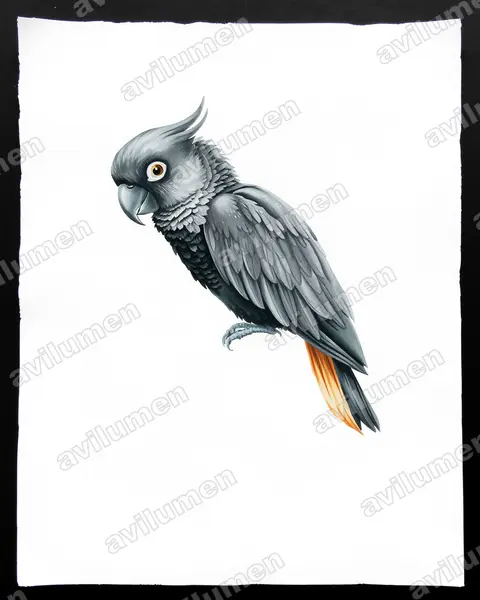 Watercolor illustration: Probosciger aterrimus (Palm Cockatoo)