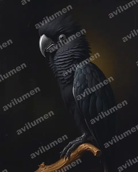 Oil illustration: Probosciger aterrimus (Palm Cockatoo)