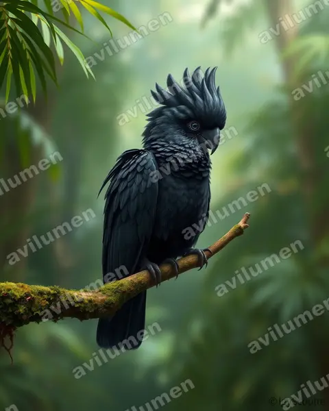 Realistic illustration: Probosciger aterrimus (Palm Cockatoo)
