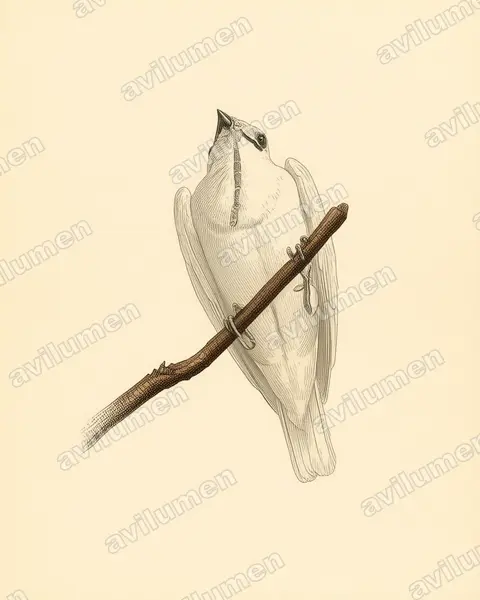 Vintage plate illustration: Procnias albus (White Bellbird)