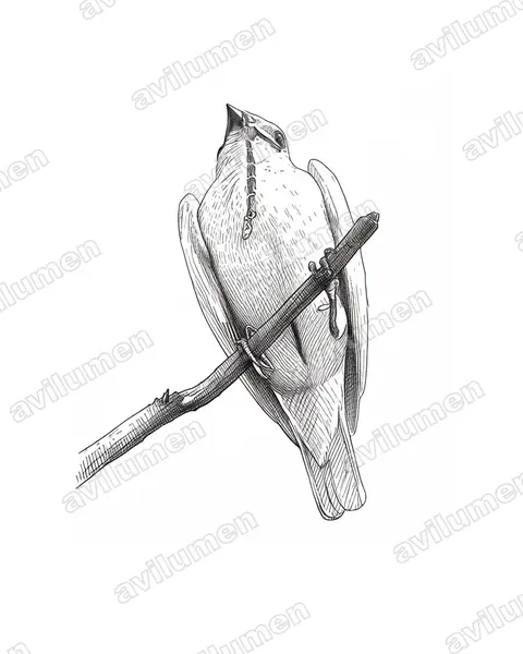 Ink illustration: Procnias albus (White Bellbird)